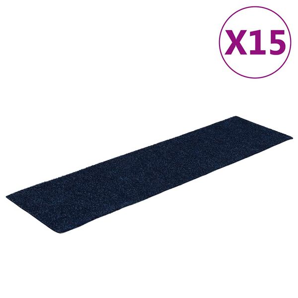 vidaXL Πατάκια Σκάλας Αυτοκόλλητα Ορθογώνια 15 τεμ. Μπλε 76 x 20 εκ.