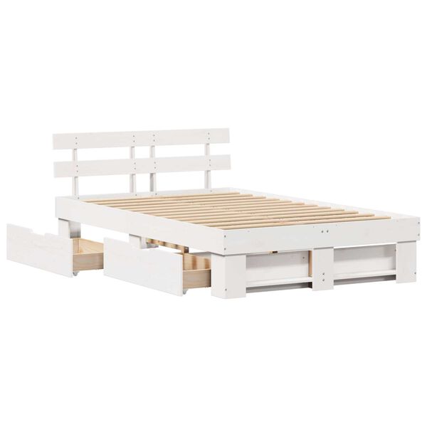 vidaXL Σκελετός Κρεβατιού Λευκό 120 x 190 cm Μασίφ ξύλο πεύκου