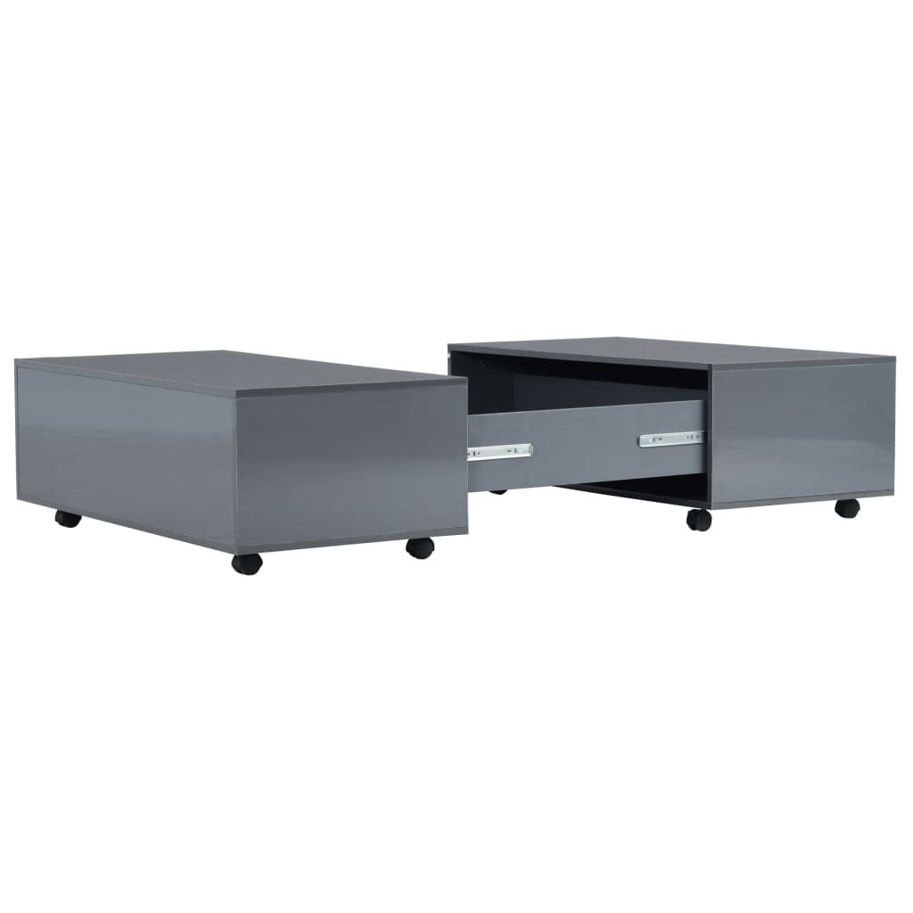 vidaXL Τραπεζάκι Σαλονιού Γυαλιστερό Γκρι 100 x 100 x 35 εκ.