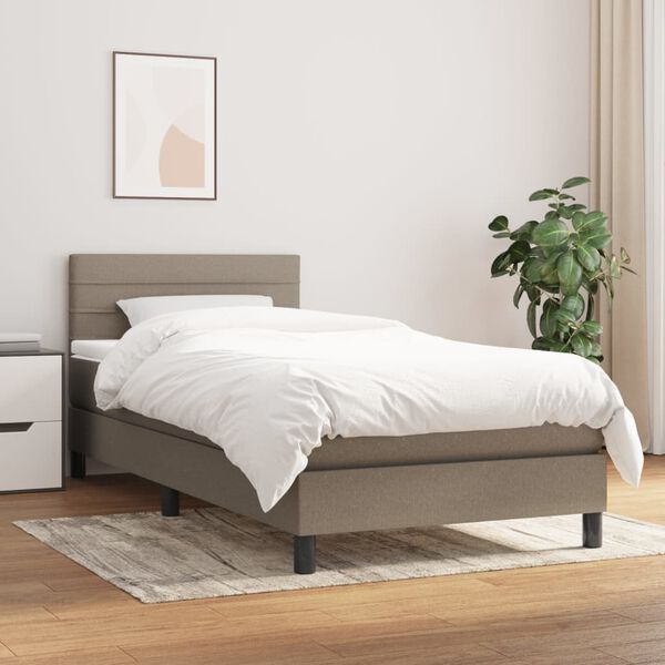 vidaXL Κρεβάτι Boxspring με Στρώμα Taupe 100 x 200 εκ. Υφασμάτινο