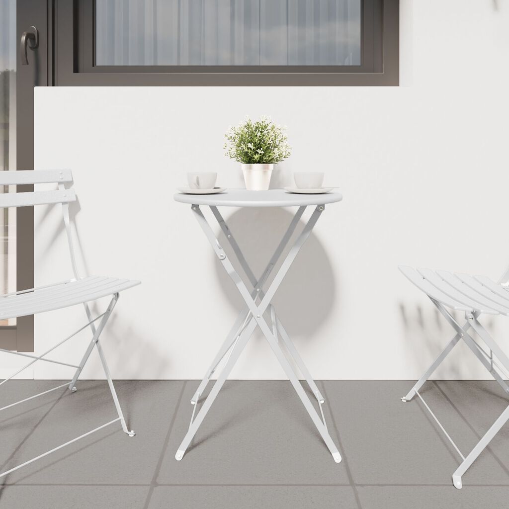 vidaXL τραπέζι bistro πτυσσόμενο λευκό Ø50x71 εκ. από βαμμένο ατσάλι