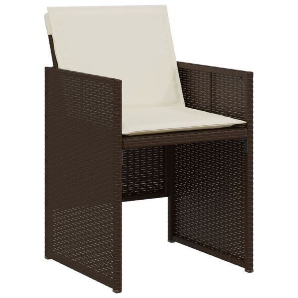 vidaXL Σετ Επίπλων Bistro 3 τεμ. Καφέ Συνθετικό Ρατάν με Μαξιλάρια