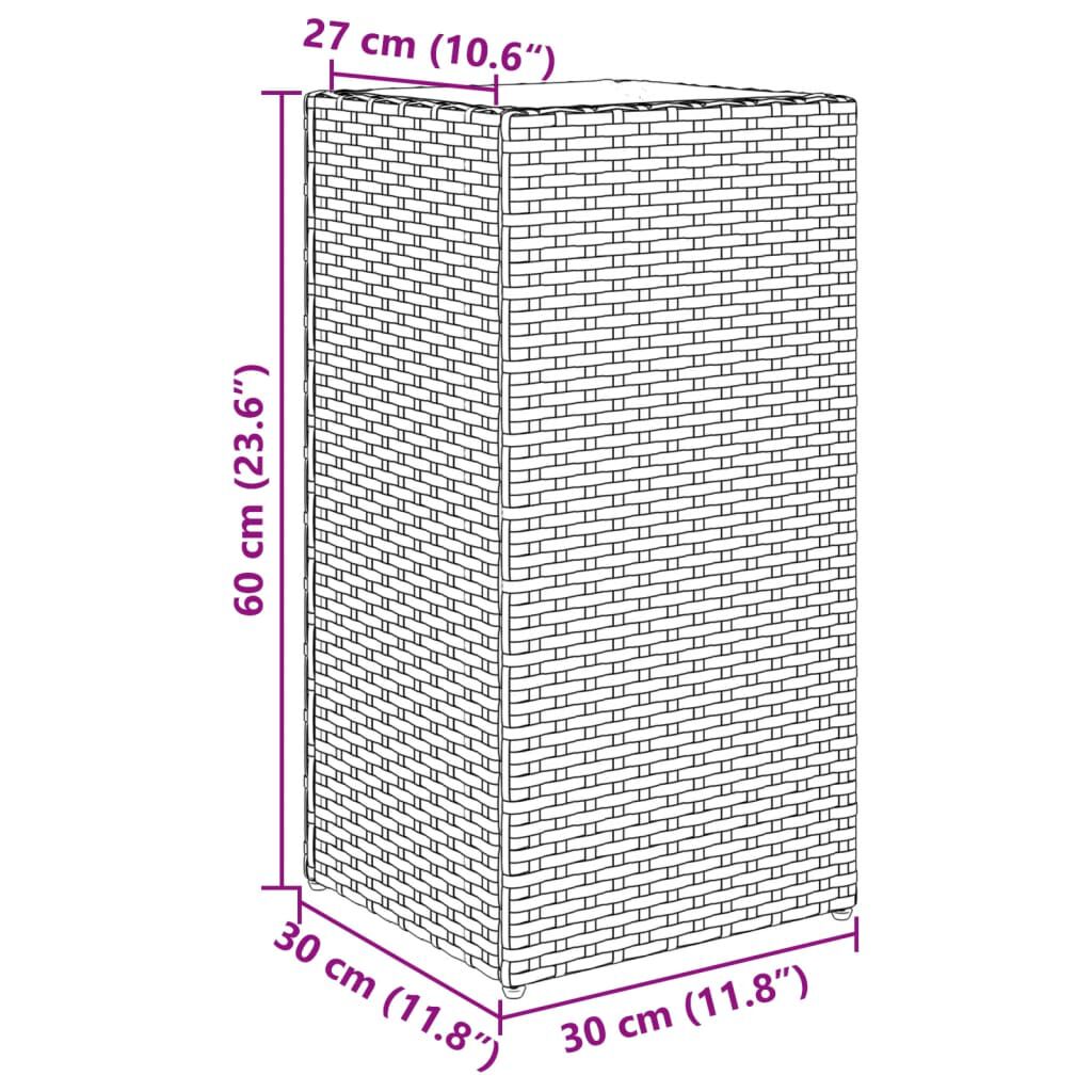 vidaXL Ζαρντινιέρα Κήπου Μαύρη 30x30x60 εκ. από Συνθετικό Ρατάν