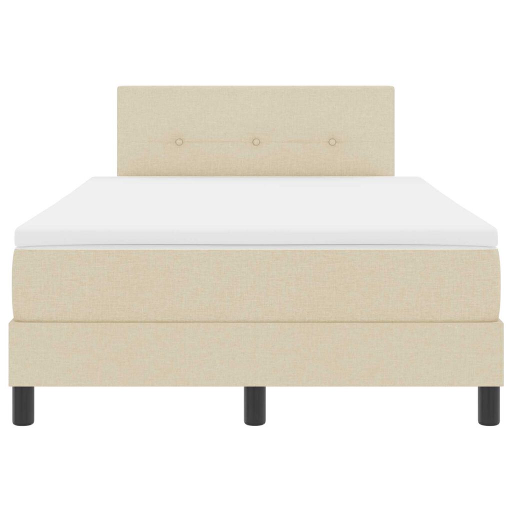 vidaXL Κρεβάτι Box Spring με Στρώμα & LED Κρέμ 120x200 cm Ύφασμα
