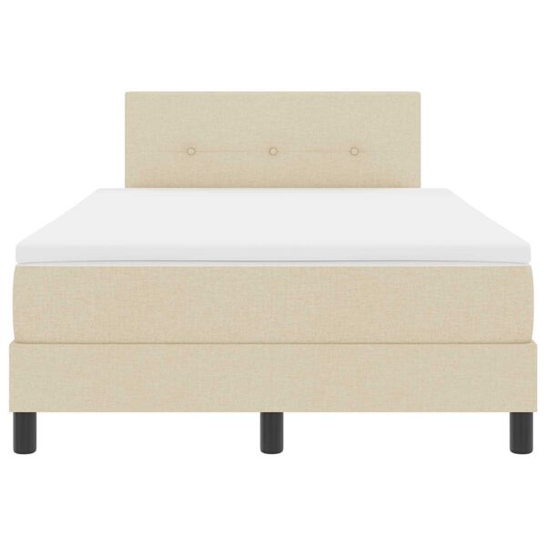 vidaXL Κρεβάτι Box Spring με Στρώμα & LED Κρέμ 120x200 cm Ύφασμα