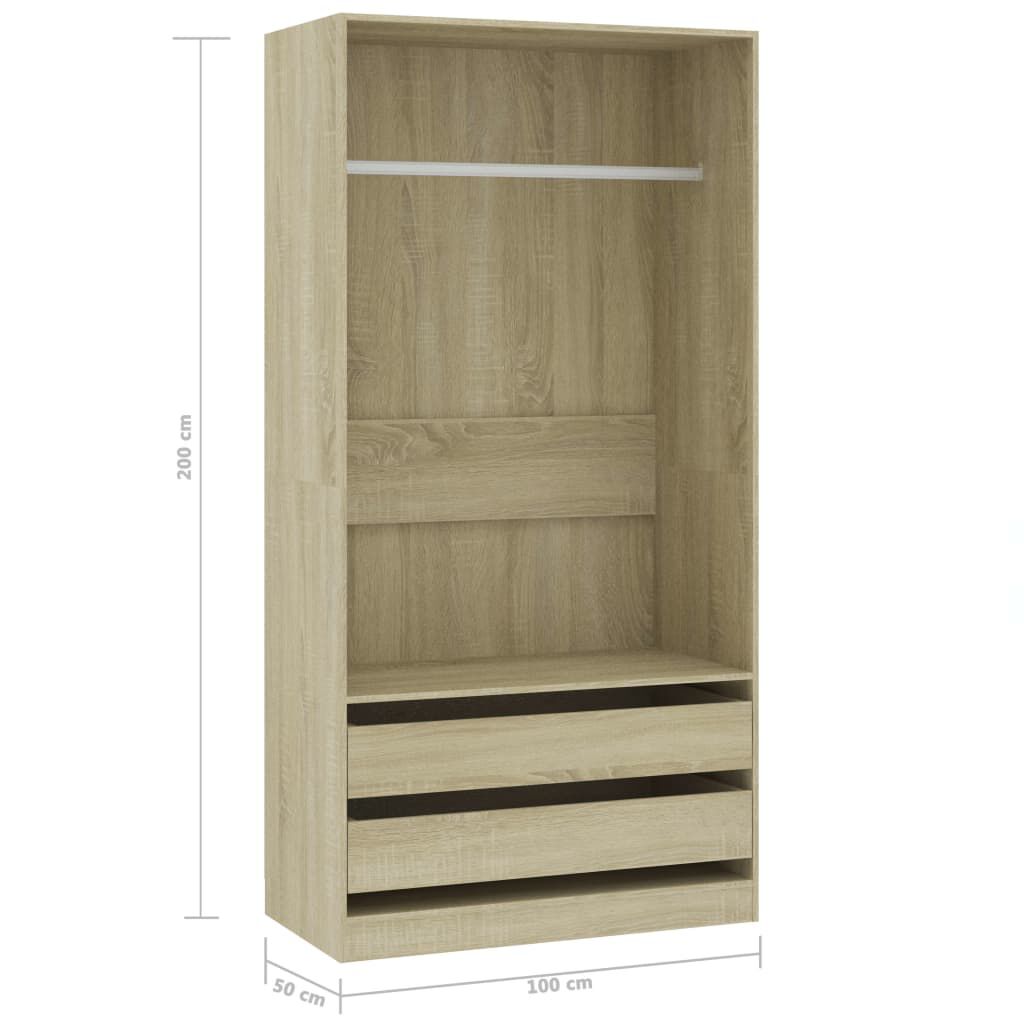 vidaXL Ντουλάπα Χρώμα Sonoma Δρυς 100 x 50 x 200 εκ. από Επεξ. Ξύλο