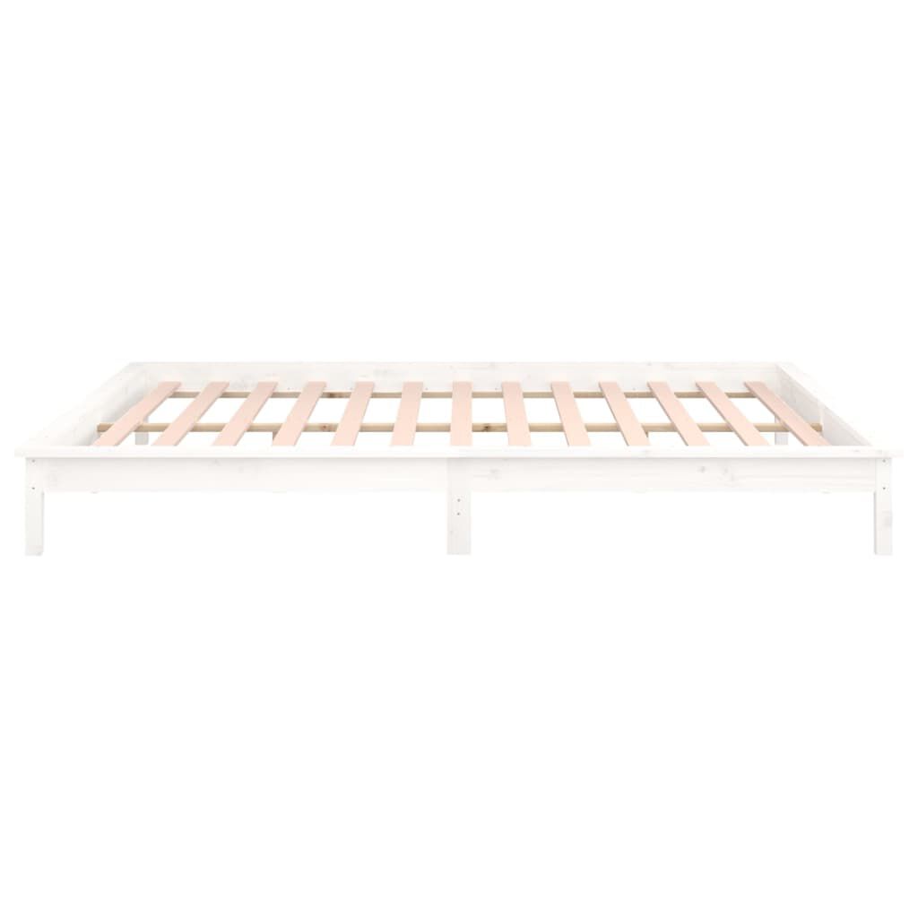 vidaXL Πλαίσιο Κρεβατιού με LED Λευκό 160 x 200 εκ. από Μασίφ Ξύλο