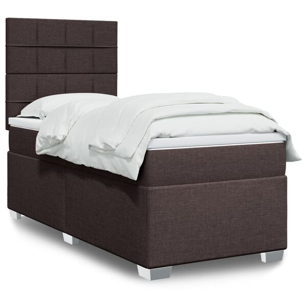 vidaXL Κρεβάτι Boxspring με Στρώμα Σκούρο Καφέ 80x200 εκ. Υφασμάτινο