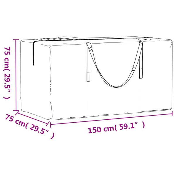 vidaXL Τσάντα Αποθ. Χριστουγ. Δέντρου Μαύρη 150x75x75 εκ. Πολυαιθ/νιο