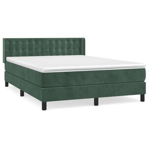 vidaXL Κρεβάτι Boxspring με Στρώμα Σκούρο Πράσινο 140x190εκ. Βελούδινο