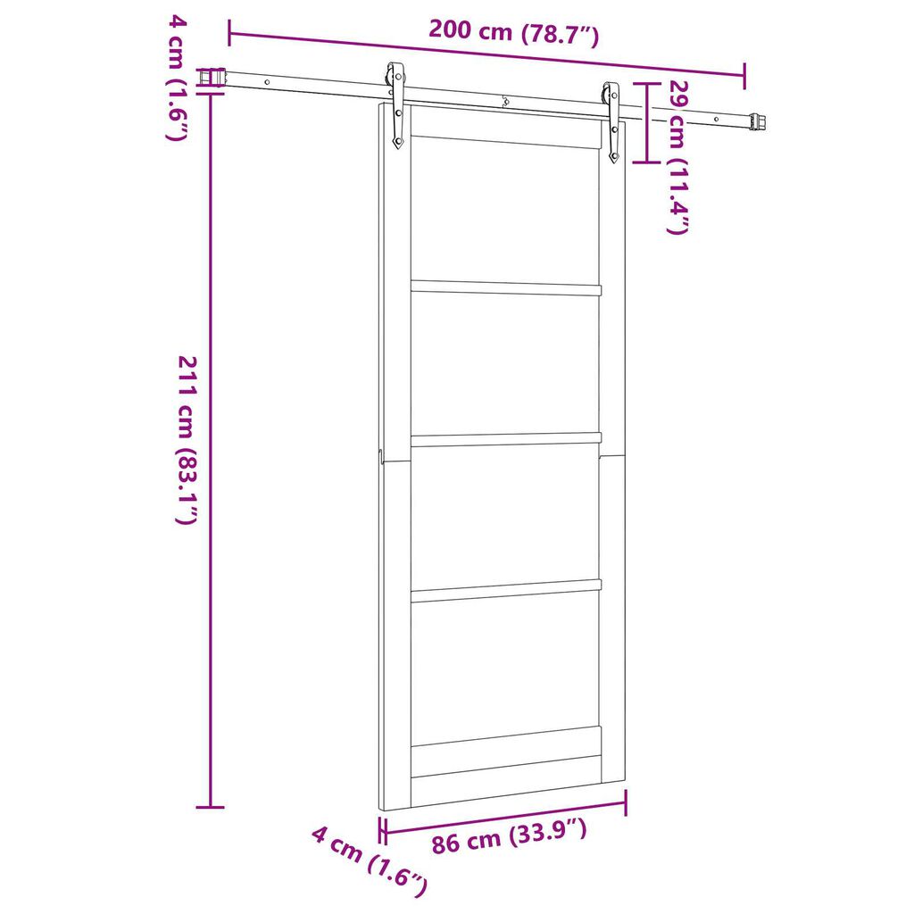 vidaXL Συρόμενη Πόρτα Λευκό 86 x 211 cm Μασίφ ξύλο πεύκου και χάλυβας