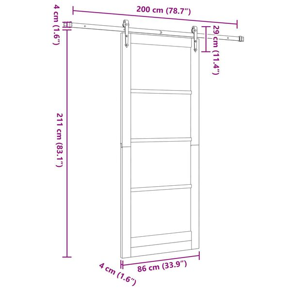 vidaXL Συρόμενη Πόρτα Λευκό 86 x 211 cm Μασίφ ξύλο πεύκου και χάλυβας