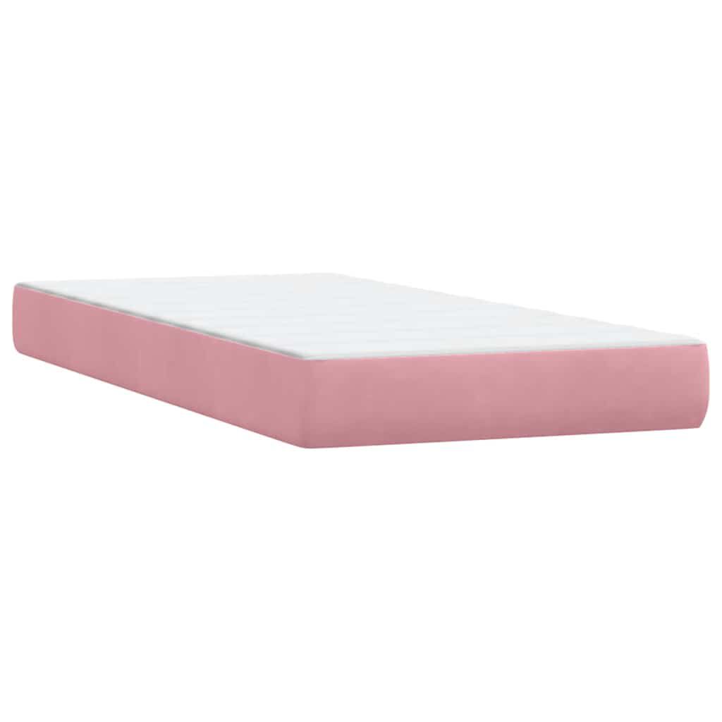 vidaXL Box Spring κρεβάτι με στρώμα ροζ 80x210 εκ. Βελούδινο
