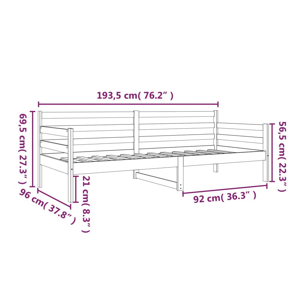 vidaXL Καναπές Κρεβάτι Χωρίς Στρώμα Λευκό 90x190 εκ. Μασίφ Ξύλο Πεύκου