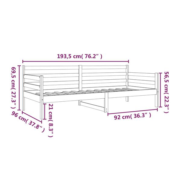 vidaXL Καναπές Κρεβάτι Χωρίς Στρώμα Λευκό 90x190 εκ. Μασίφ Ξύλο Πεύκου