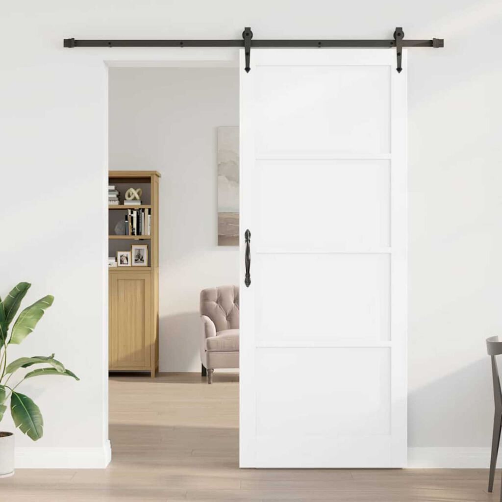 vidaXL Συρόμενη Πόρτα ORKDAL Λευκό 93 x 232 εκ. Μασίφ ξύλο πεύκου