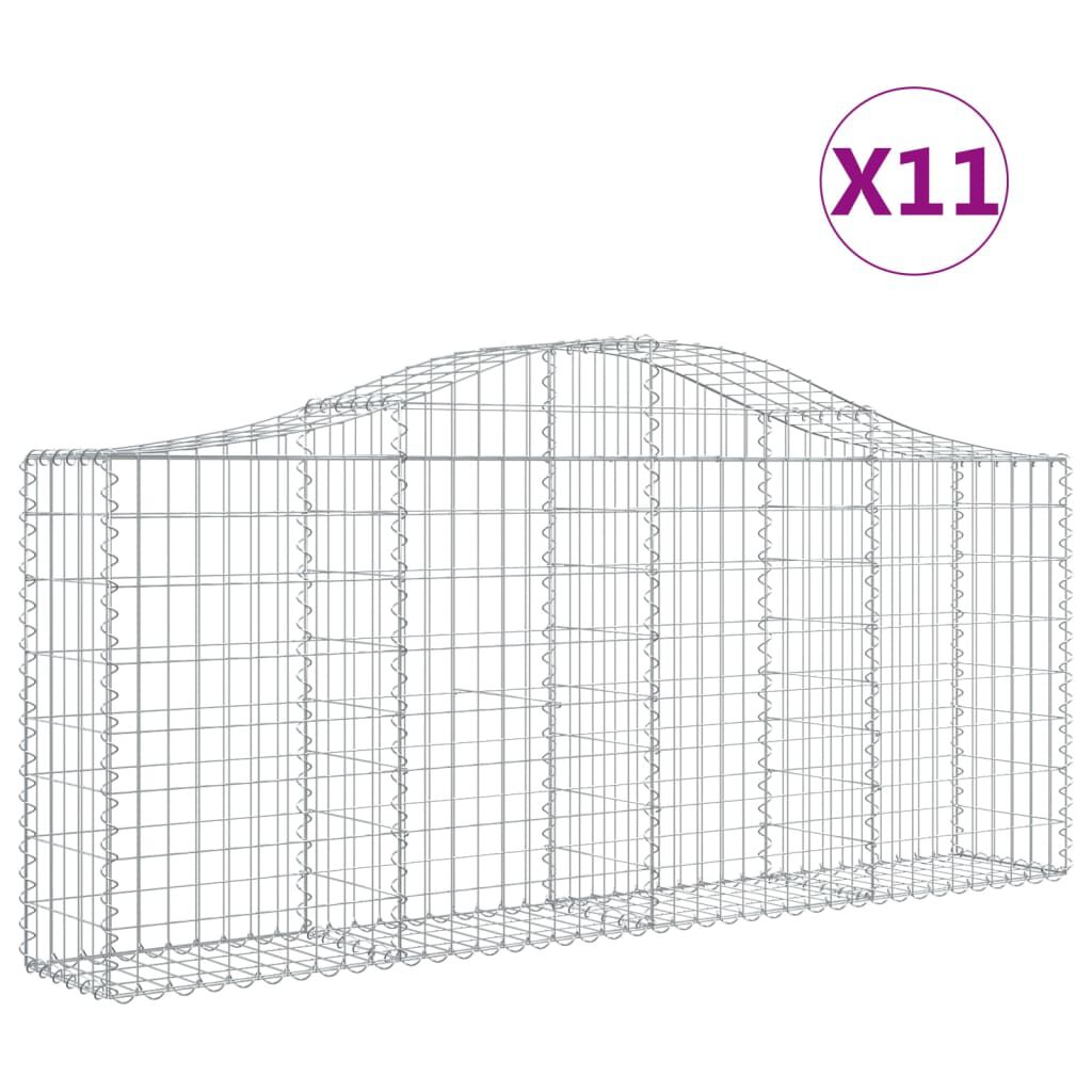 vidaXL Συρματοκιβώτια Τοξωτά 11 τεμ. 200x30x80/100 εκ. Γαλβαν. Ατσάλι