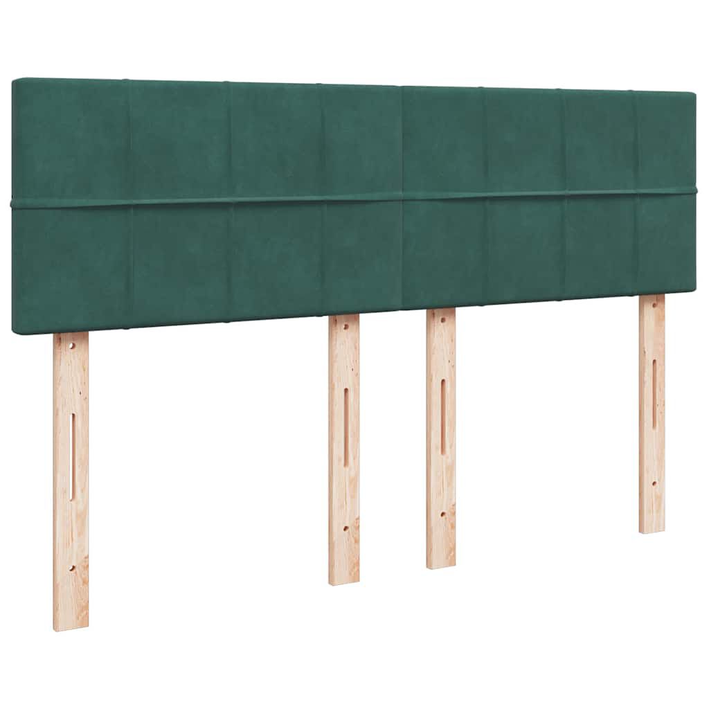 vidaXL Κρεβάτι Boxspring με Στρώμα Σκούρο Πράσινο 140x190εκ. Βελούδινο
