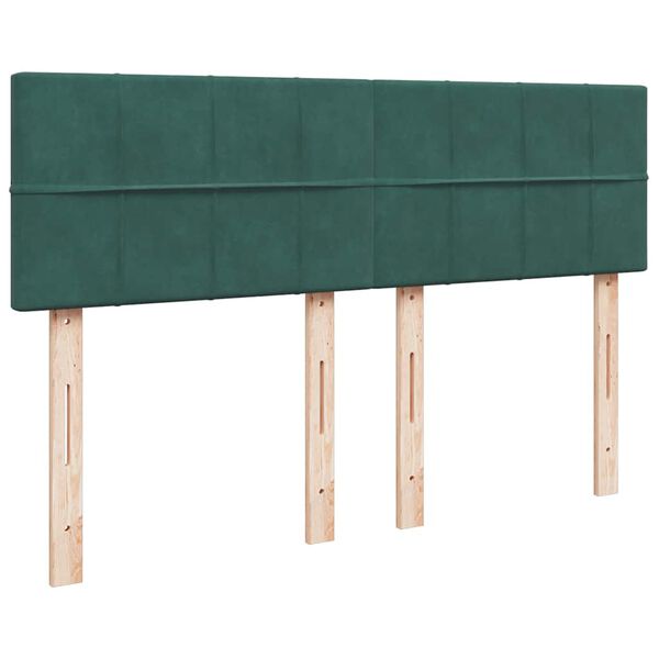 vidaXL Κρεβάτι Boxspring με Στρώμα Σκούρο Πράσινο 140x190εκ. Βελούδινο