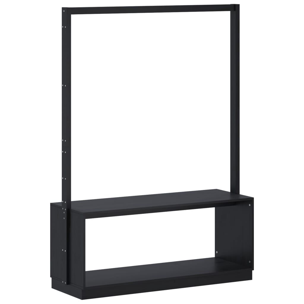 vidaXL Κρεμάστρα Ρούχων Παπουτσοθήκη Μαύρη 113x40x157,5 εκ Μασίφ Πεύκο