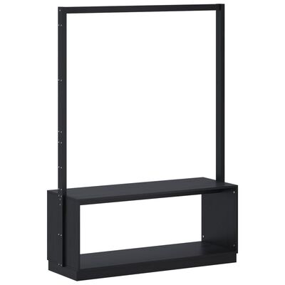 vidaXL Κρεμάστρα Ρούχων Παπουτσοθήκη Μαύρη 113x40x157,5 εκ Μασίφ Πεύκο