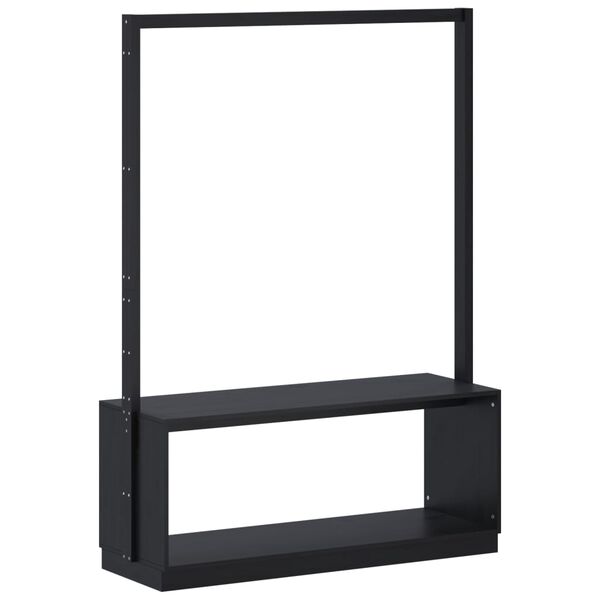 vidaXL Κρεμάστρα Ρούχων Παπουτσοθήκη Μαύρη 113x40x157,5 εκ Μασίφ Πεύκο