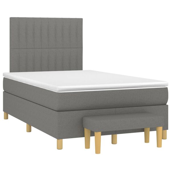 vidaXL Κρεβάτι Boxspring με Στρώμα Σκούρο Γκρι 120x200 εκ. Υφασμάτινο
