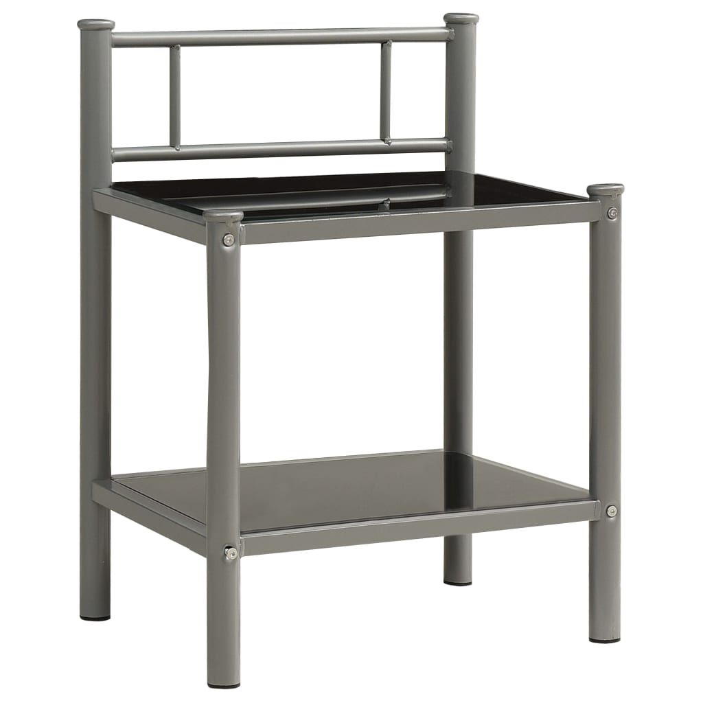 vidaXL Κομοδίνο Γκρι / Μαύρο 45 x 34,5 x 60,5 εκ. από Μέταλλο & Γυαλί