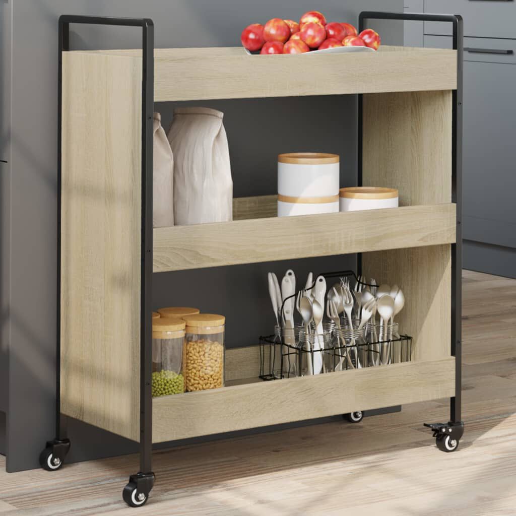 vidaXL Τρόλεϊ Κουζίνας Sonoma Δρυς 70x30x82 εκ. από Επεξεργασμένο Ξύλο