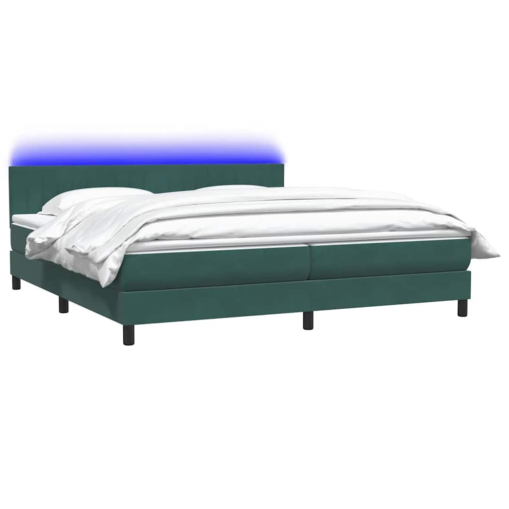 vidaXL Κρεβάτι Boxspring με Στρώμα Σκούρο Πράσινο 200x210εκ. Βελούδινο