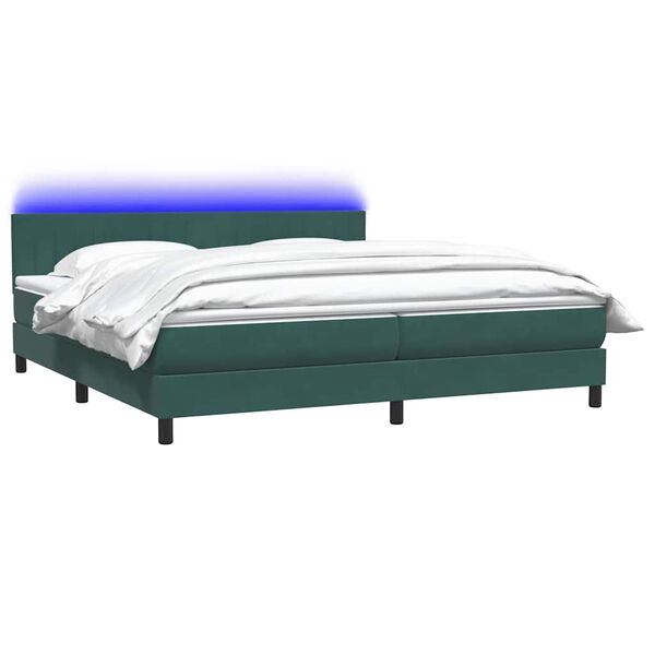 vidaXL Κρεβάτι Boxspring με Στρώμα Σκούρο Πράσινο 200x210εκ. Βελούδινο