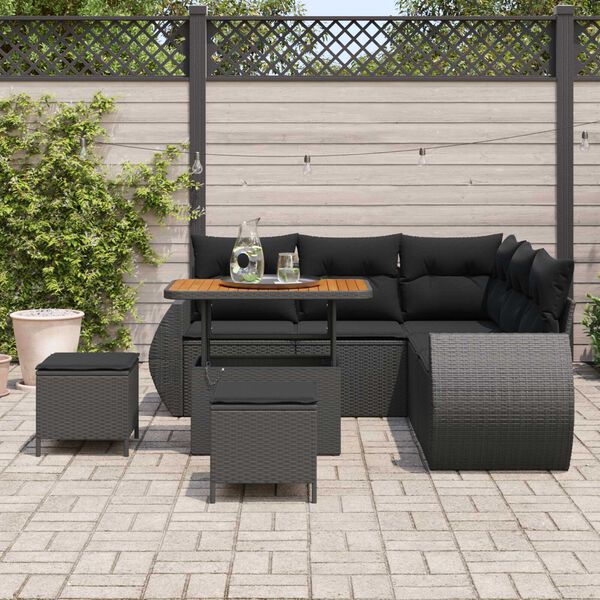 vidaXL Σετ Καναπέ Κήπου 8 pcs Μαύρο συνθετικό ρατάν