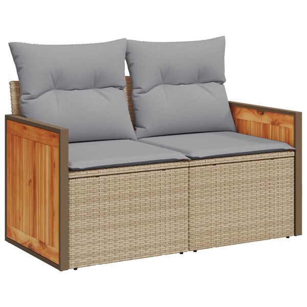 vidaXL Σετ Καναπέ Κήπου 9 pcs Μπεζ 90 x 55 x 71 cm συνθετικό ρατάν
