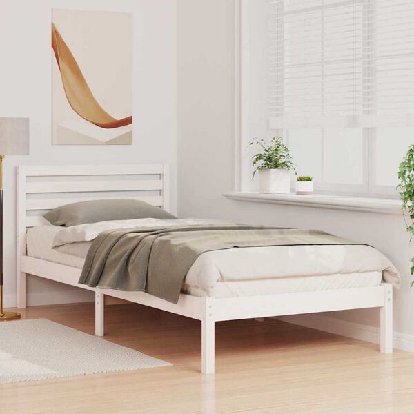 vidaXL Σκελετός Κρεβατιού Λευκό 100 x 220 cm Μασίφ ξύλο πεύκου