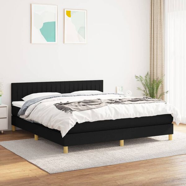 vidaXL &Kappa;&rho;&epsilon;&beta;ά&tau;&iota; Boxspring &mu;&epsilon; &Sigma;&tau;&rho;ώ&mu;&alpha; &Mu;&alpha;ύ&rho;&omicron; 160x200 &epsilon;&kappa;. &Upsilon;&phi;&alpha;&sigma;&mu;ά&tau;&iota;&nu;&omicron;