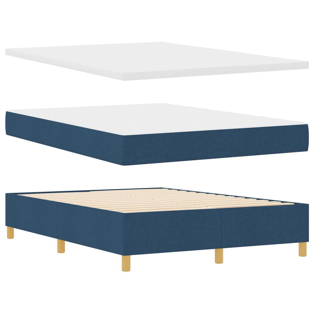 vidaXL Κρεβάτι Box Spring με Στρώμα Μπλε 140x190 εκ Ύφασμα