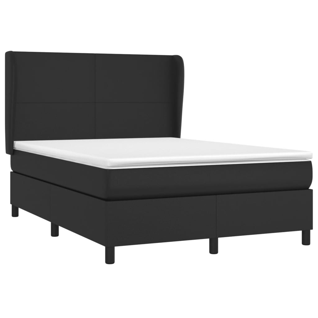 vidaXL Κρεβάτι Boxspring με Στρώμα Μαύρο 140x200εκ.από Συνθετικό Δέρμα