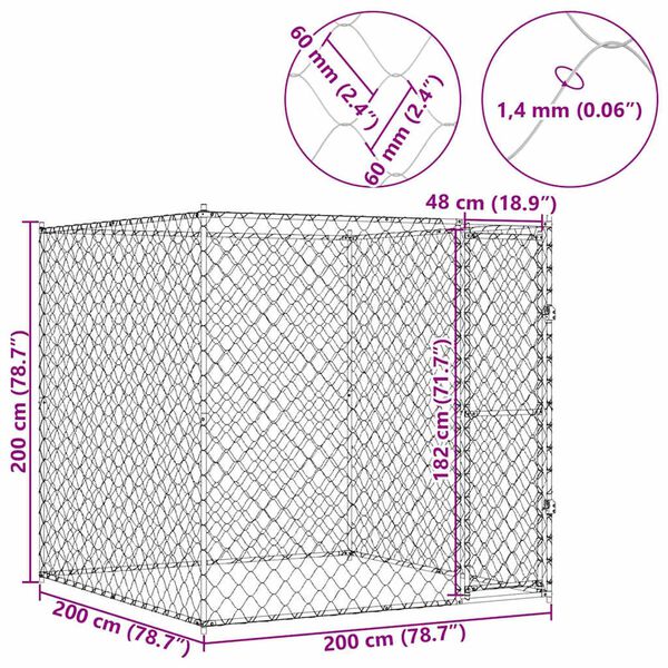 vidaXL Κλουβί σκύλου 2 x 2 x 2 m Ατσάλι