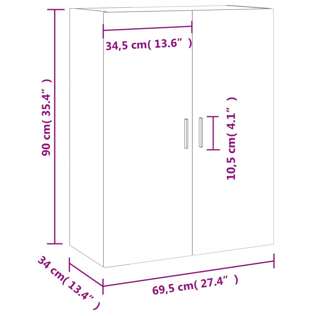 vidaXL Ντουλάπι Τοίχου Καπνιστή Δρυς 69,5 x 34 x 90 εκ.