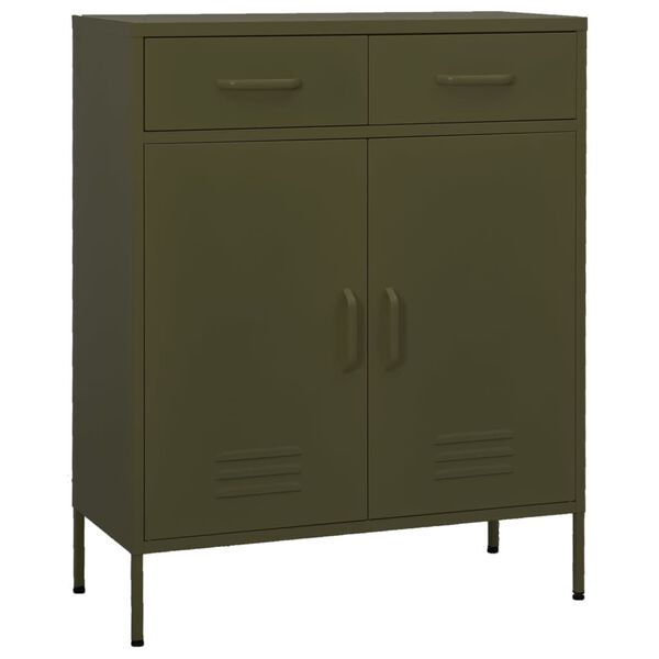 vidaXL Ντουλάπι Αποθήκευσης Πράσινο Λαδί 80x35x101,5 εκ. από Ατσάλι