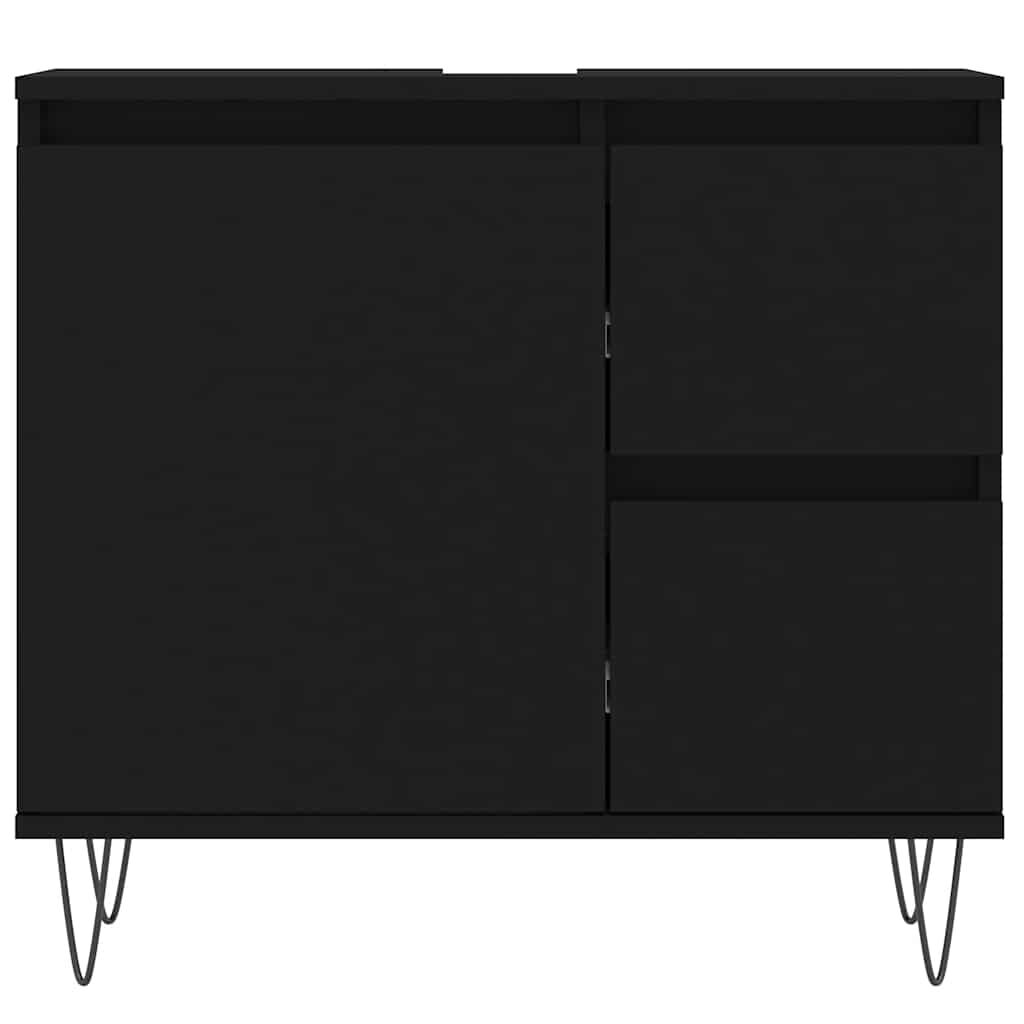 vidaXL Ντουλάπι Μπάνιου Μαύρο 65x33x60 εκ. Επεξεργασμένο Ξύλο