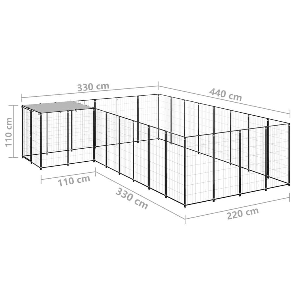 vidaXL Σπιτάκι Σκύλου Μαύρο 10,89 μ² Ατσάλινο