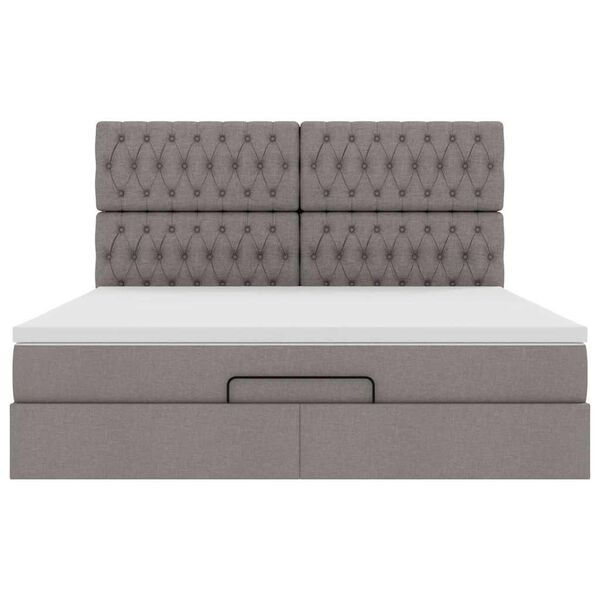 vidaXL Οθωμανικό κρεβάτι με στρώμα Taupe 180x200cm ύφασμα