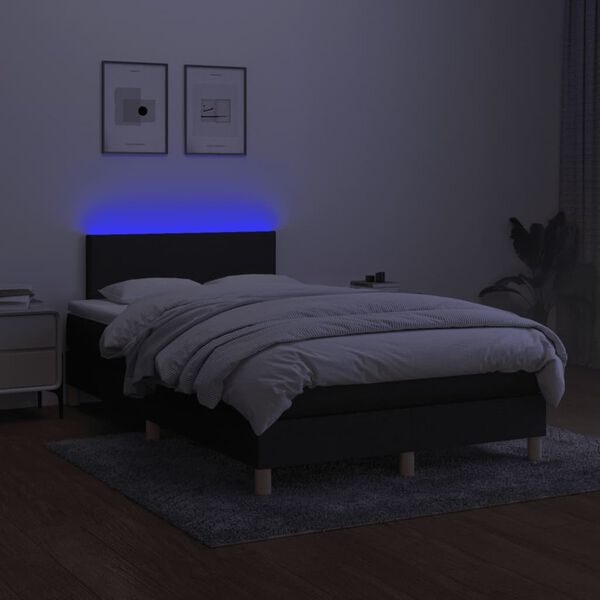 vidaXL &Kappa;&rho;&epsilon;&beta;ά&tau;&iota; Boxspring &mu;&epsilon; &Sigma;&tau;&rho;ώ&mu;&alpha; & LED &Mu;&alpha;ύ&rho;&omicron; 120x190 &epsilon;&kappa;. &Upsilon;&phi;&alpha;&sigma;&mu;ά&tau;&iota;&nu;&omicron;