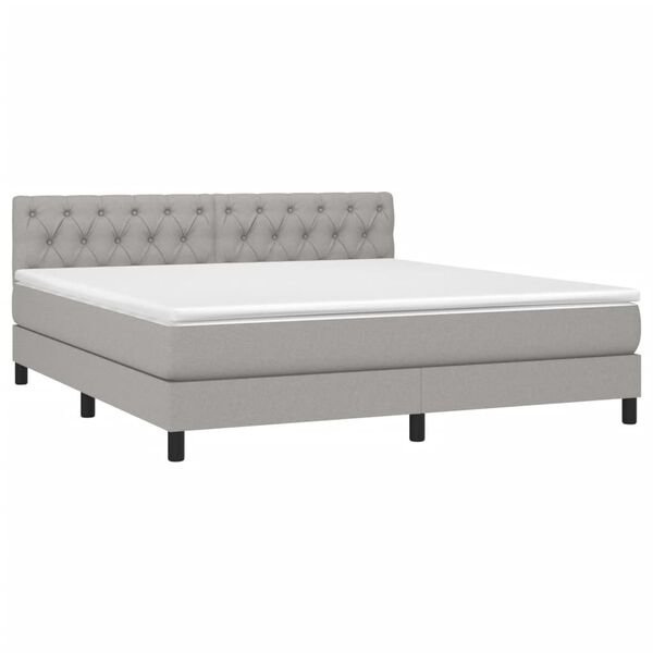 vidaXL Κρεβάτι Boxspring με Στρώμα & LED Αν.Γκρι 160x200 εκ Υφασμάτινο