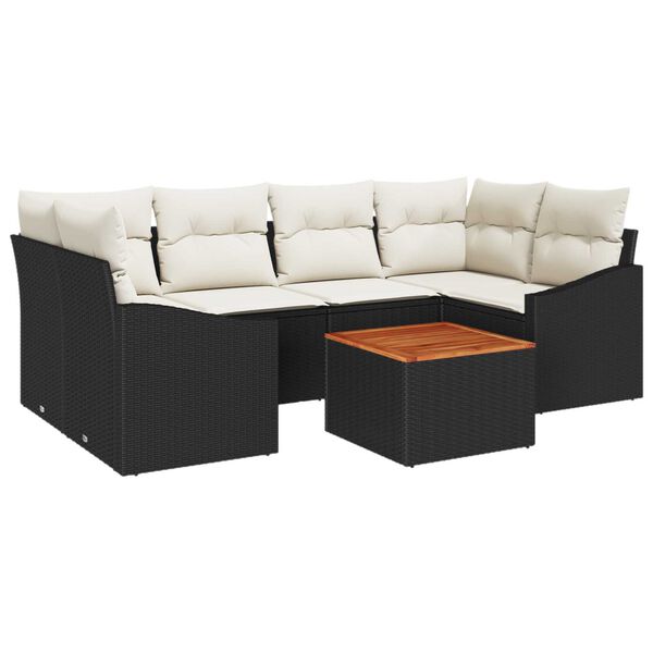 vidaXL Σετ Καναπέ Κήπου 7 pcs Μαύρο και λευκό