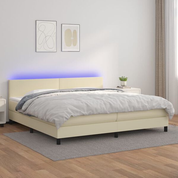 vidaXL &Kappa;&rho;&epsilon;&beta;ά&tau;&iota; Boxspring &mu;&epsilon; &Sigma;&tau;&rho;ώ&mu;&alpha; & LED &Kappa;&rho;&epsilon;&mu; 200x200 &epsilon;&kappa;. &Sigma;&upsilon;&nu;&theta;. &Delta;έ&rho;&mu;&alpha;