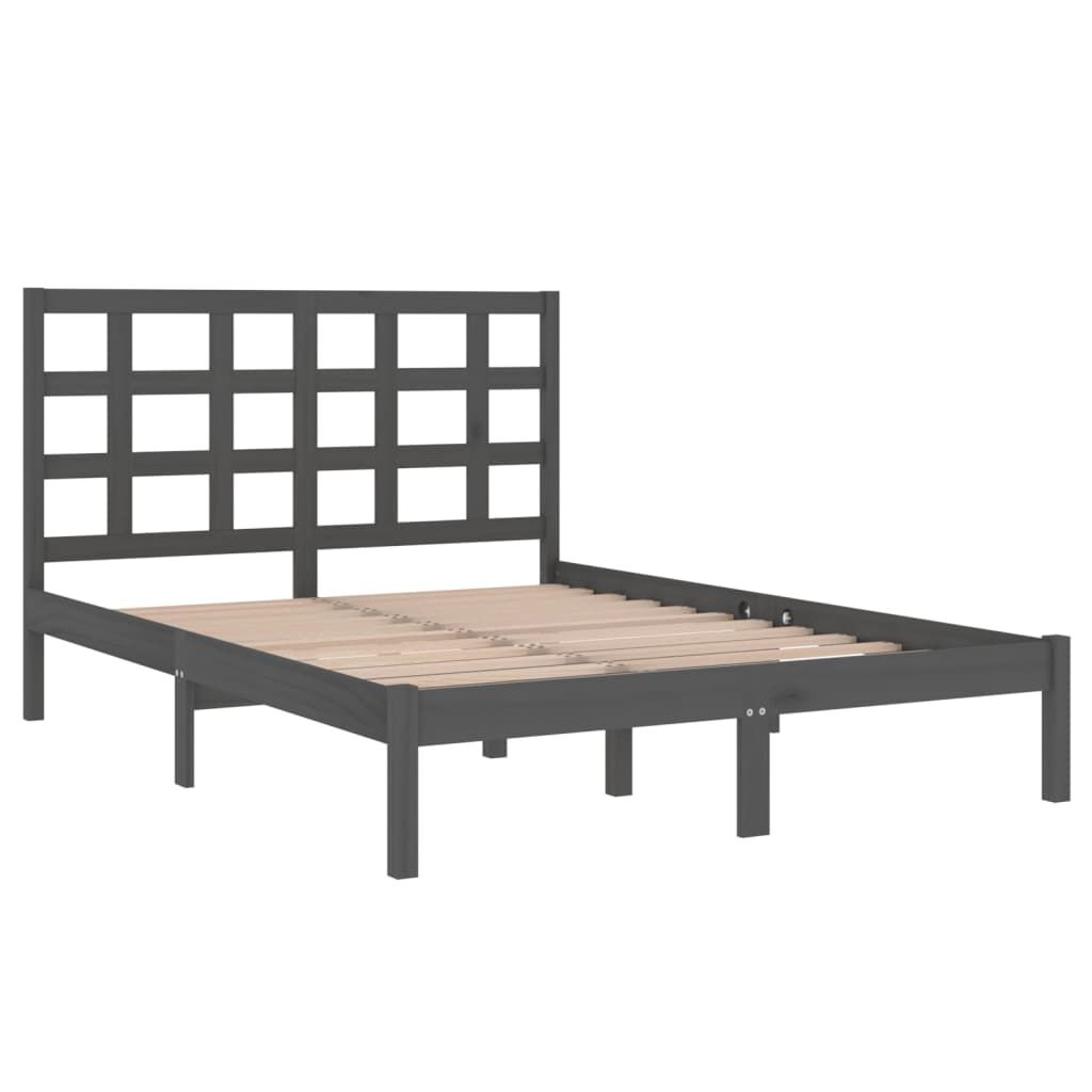 vidaXL Πλαίσιο Κρεβατιού Γκρι 150 x 200 εκ. Μασίφ Ξύλο King Size