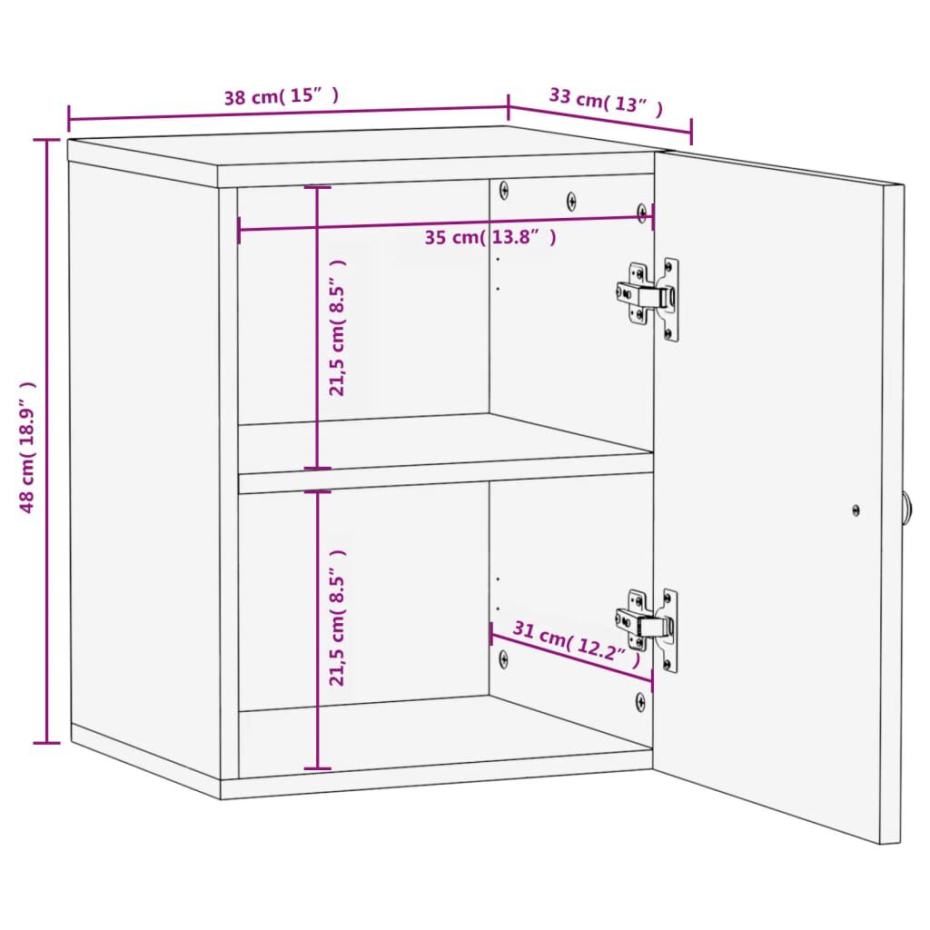 vidaXL Ντουλάπι Μπάνιου Επιτοίχιο Μαύρο 38x33x48 εκ. Μασίφ Ξύλο Μάνγκο