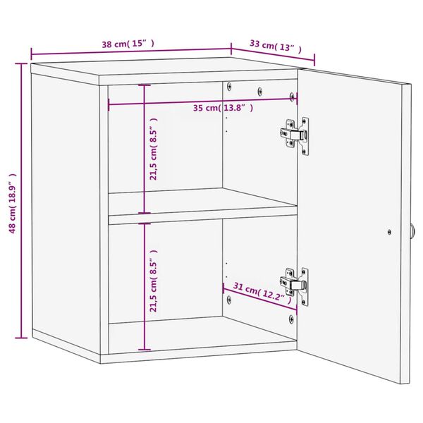 vidaXL Ντουλάπι Μπάνιου Επιτοίχιο Μαύρο 38x33x48 εκ. Μασίφ Ξύλο Μάνγκο